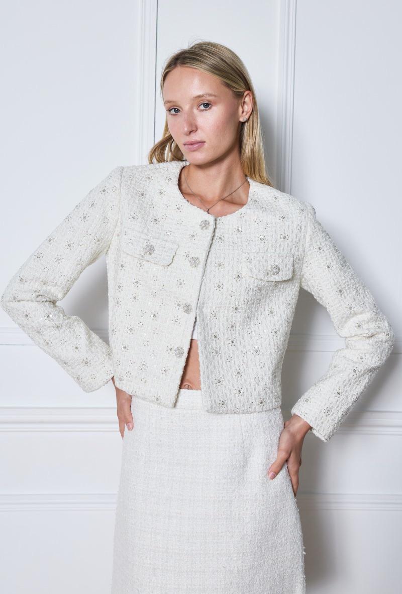 Veste Tweed en laine avec perles