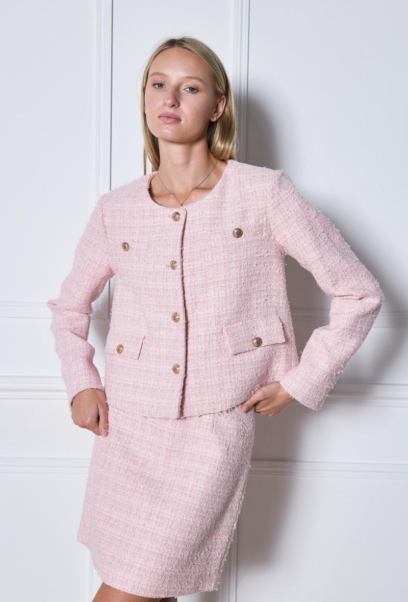 Veste tweed en laine avec boutons dorés