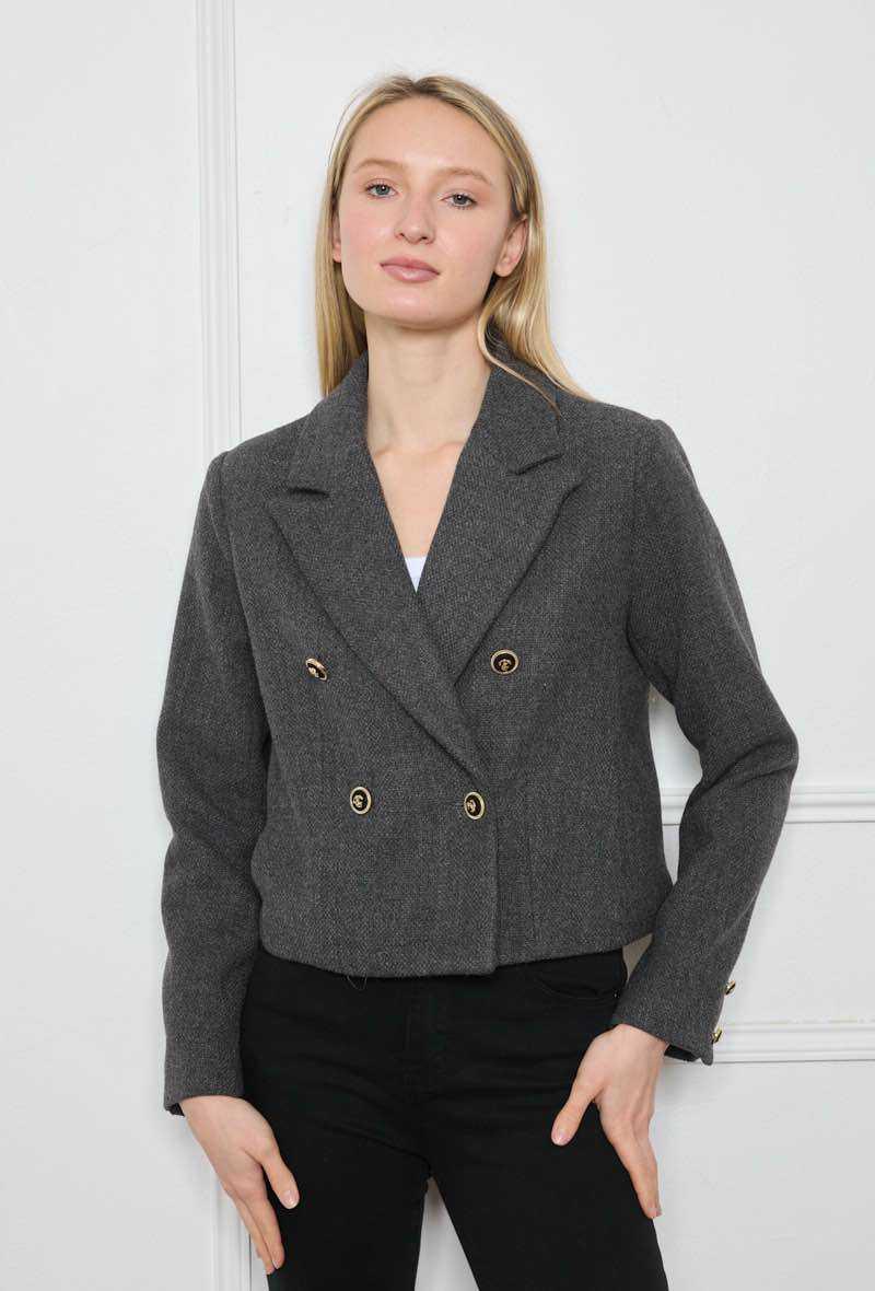 Veste blazer court croisée