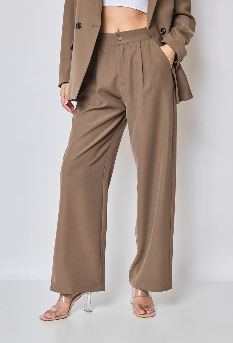 Pantalon coupe droite en coton avec élastique