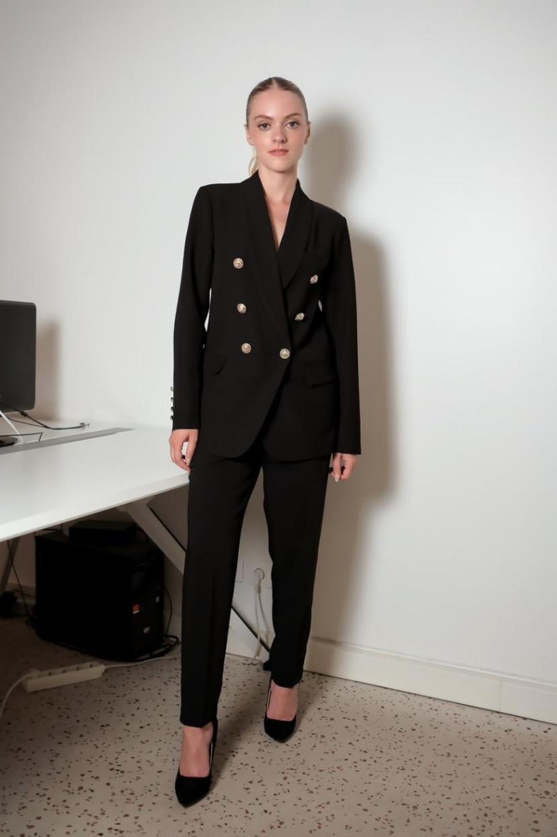 Veste croisée boutons dorés
