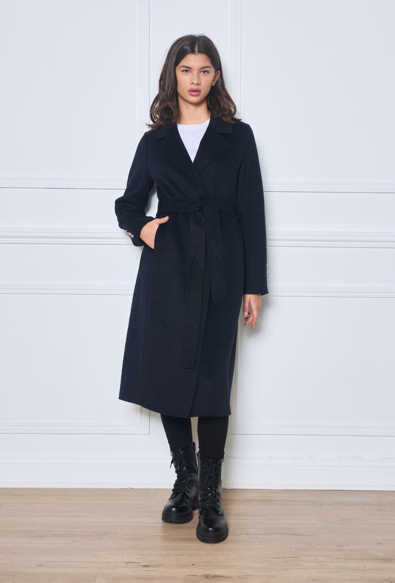 Manteau en laine avec ceinture