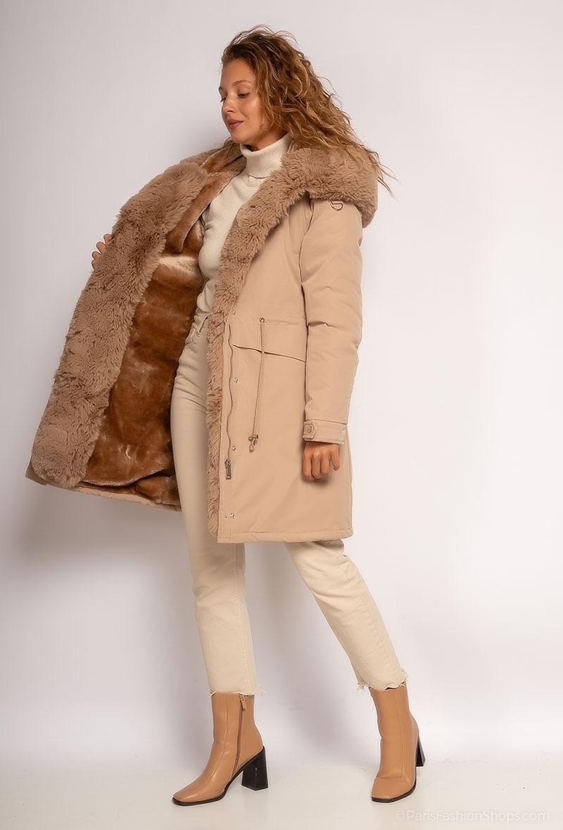 Parka mi-longue avec fourrure