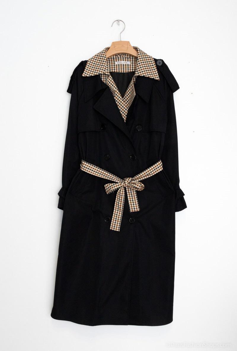 Trench-coat avec détail carreaux