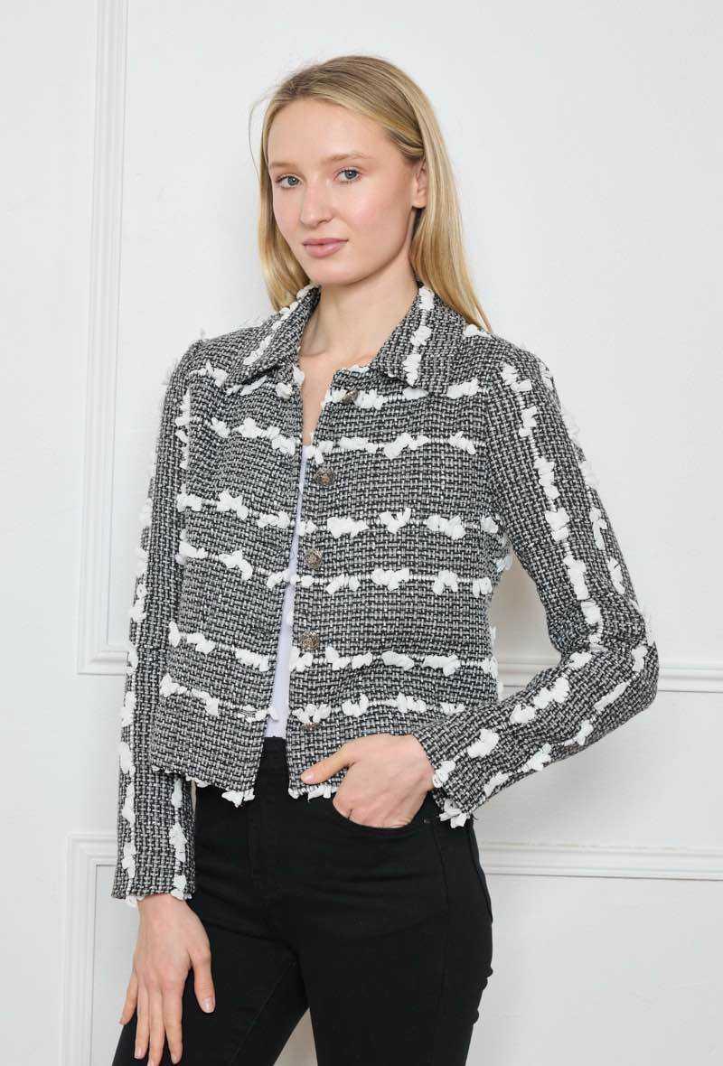 Veste tweed en laine avec détails