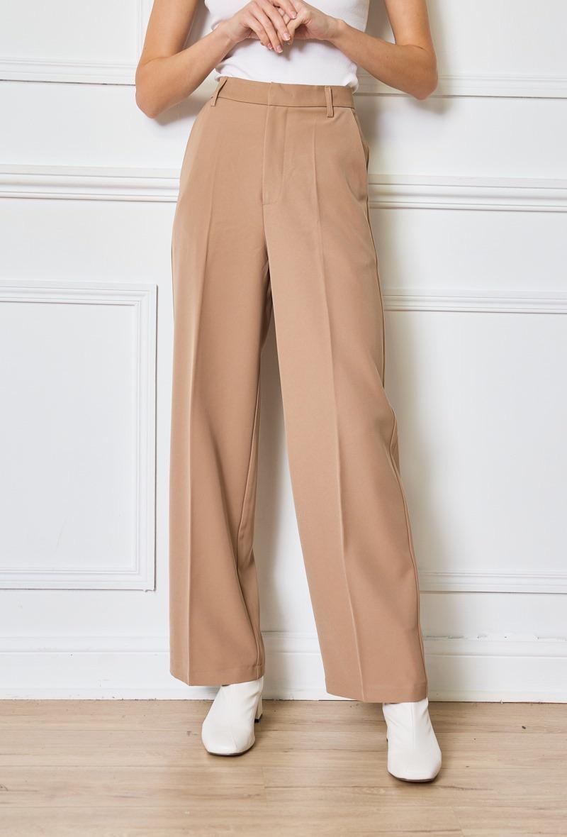 Pantalon droit avec pinces en coton
