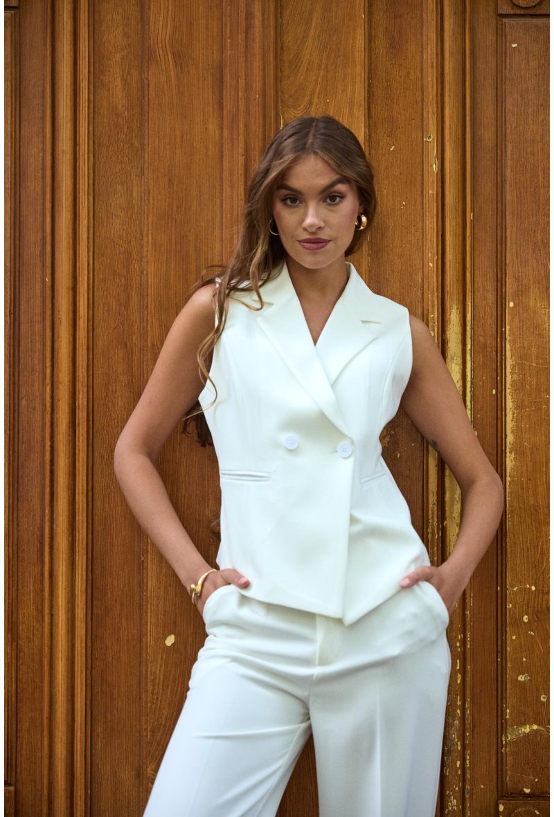 Gilet sans manches croisé 2 boutons