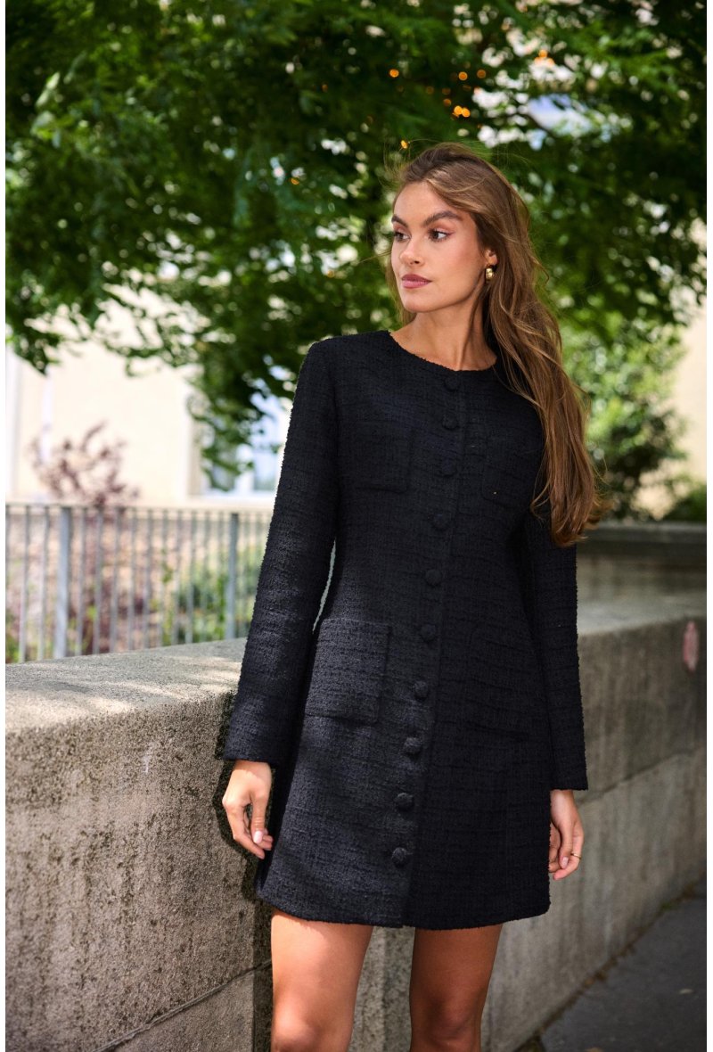 Robe tweed en laine avec poches