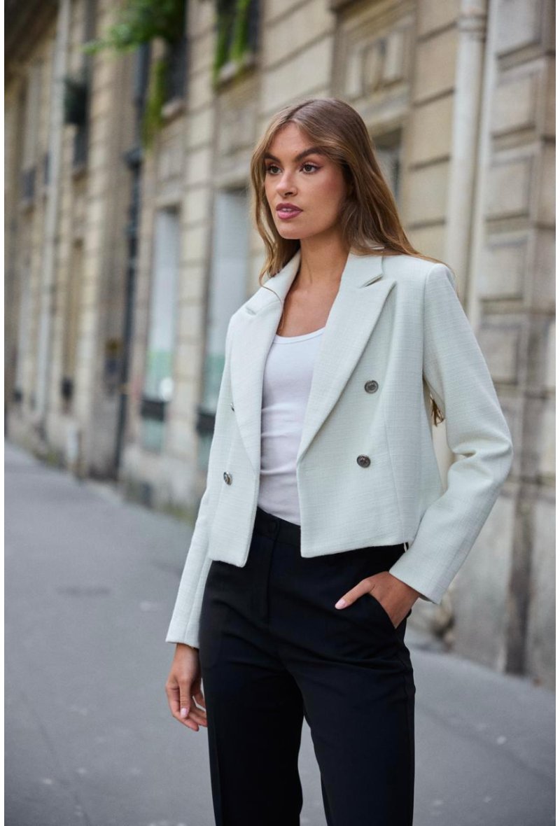 Veste blazer court croisée