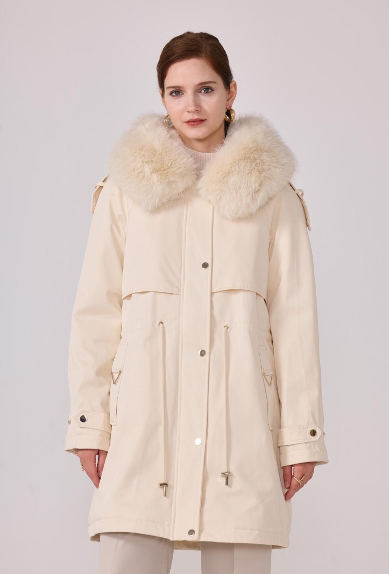 Parka à capuche en fourrure synthétique