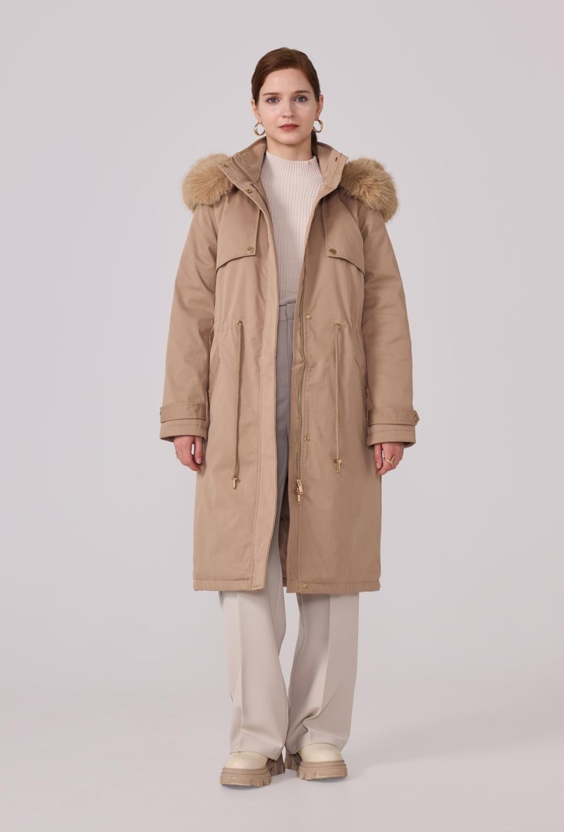 Parka à capuche en fourrure synthétique