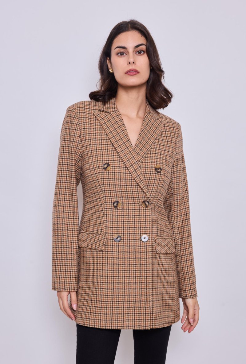 Veste croisée à carreaux