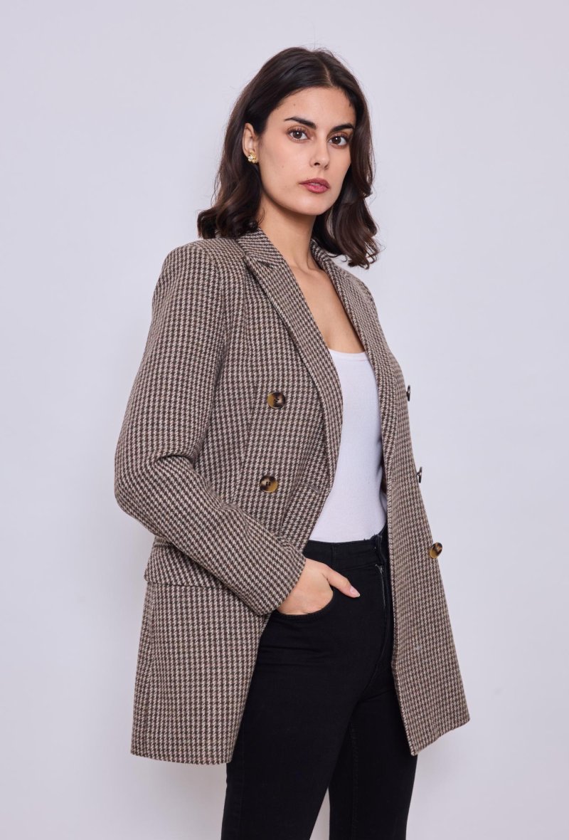 Veste croisée à carreaux