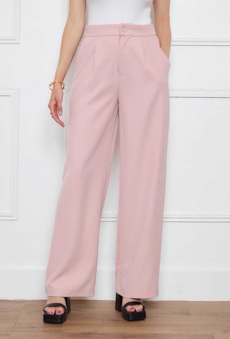 Pantalon coupe droite en coton avec élastique