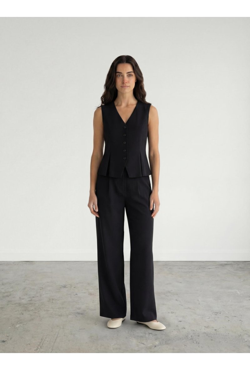 Gilet tailleur sans manches - Noir