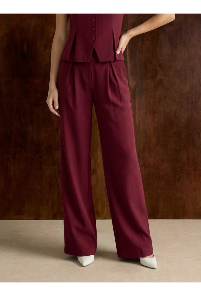 Pantalon à double pinces - Rouge