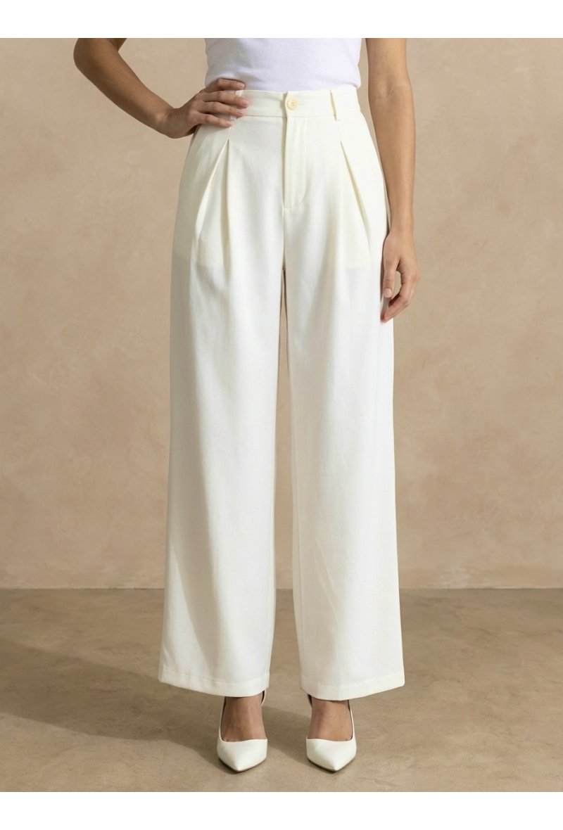 Pantalon à double pinces - Ecru