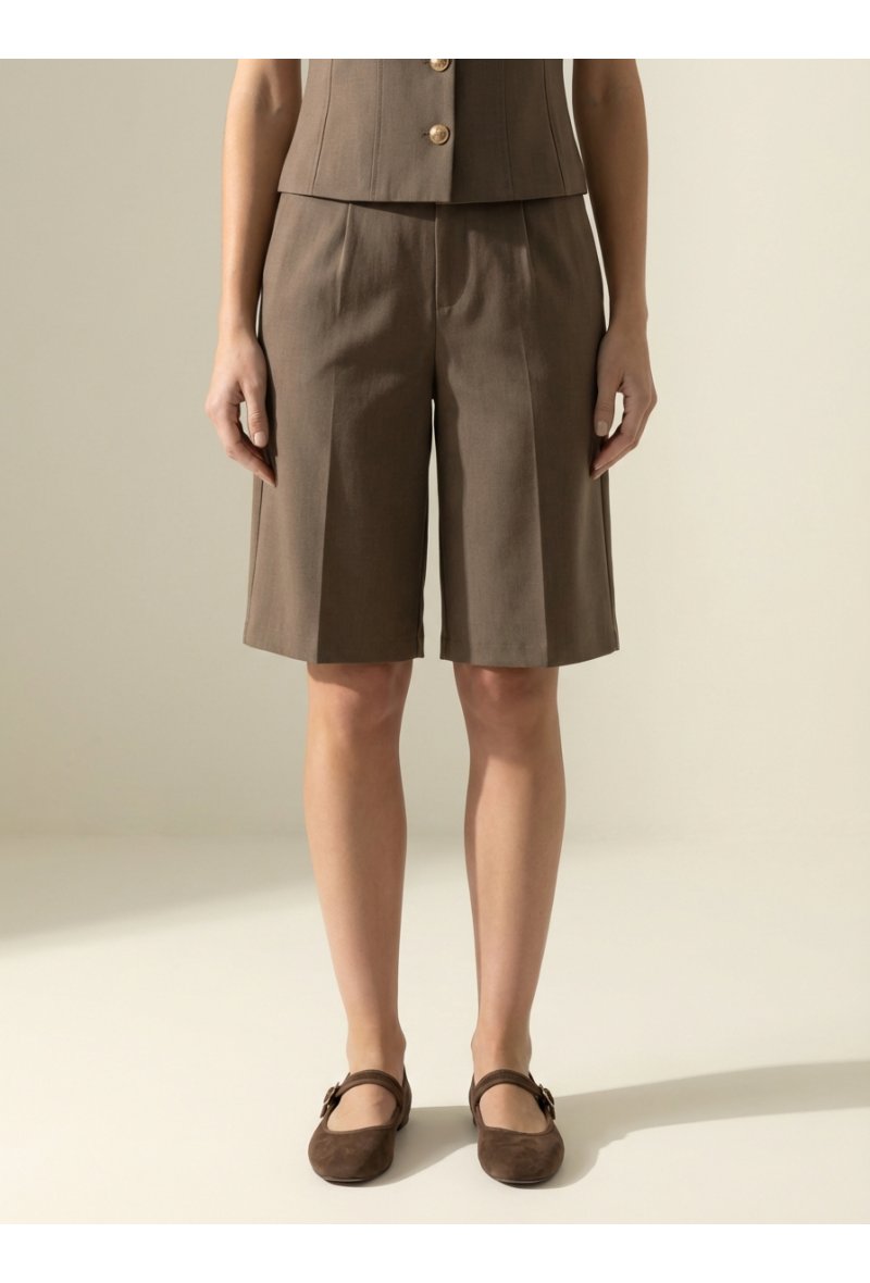 Bermuda tailleur - Café