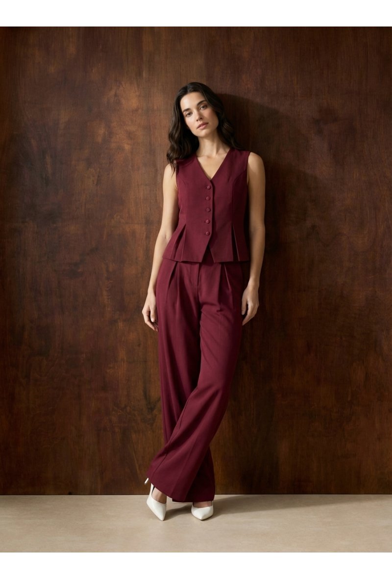 Gilet tailleur sans manches - Rouge