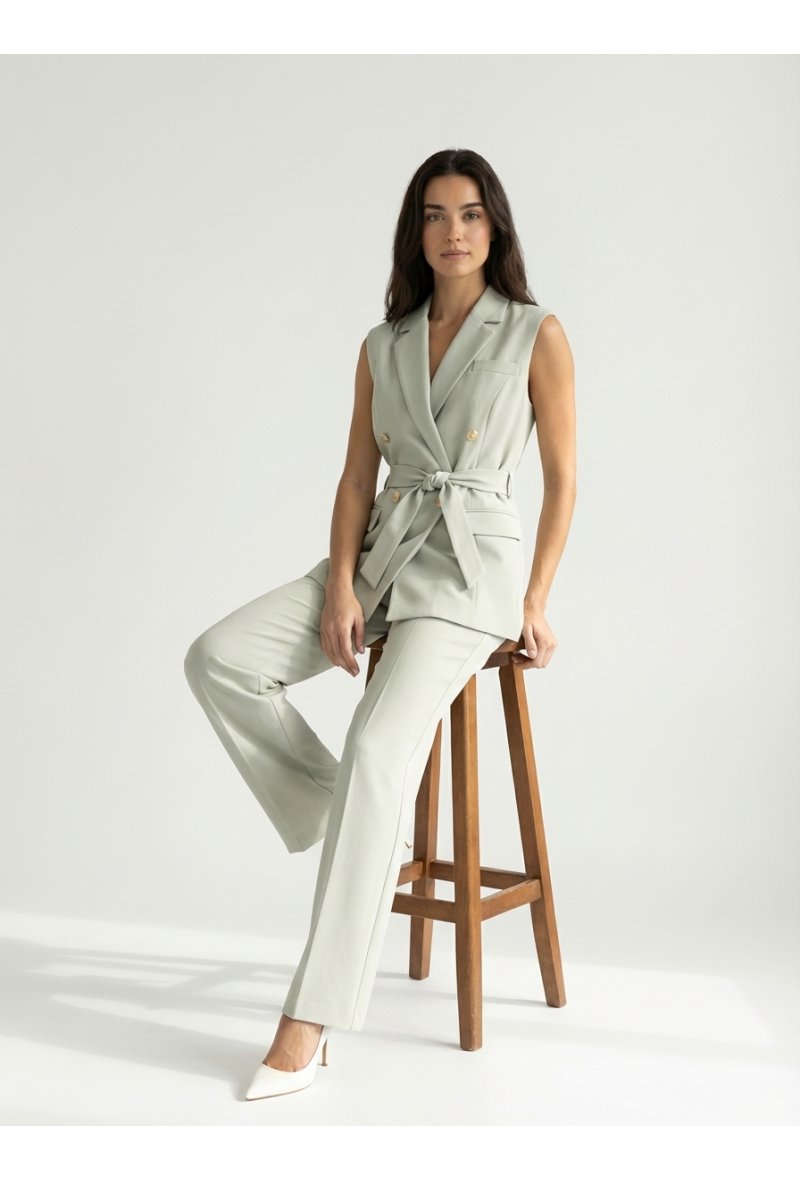 Gilet sans manches avec boutons dorés - Vert pastel